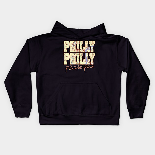 Fun Cool Philly Philly Philadelphia Pennsylvania Pride Proud Street Map Kids Hoodie by Envision Styles